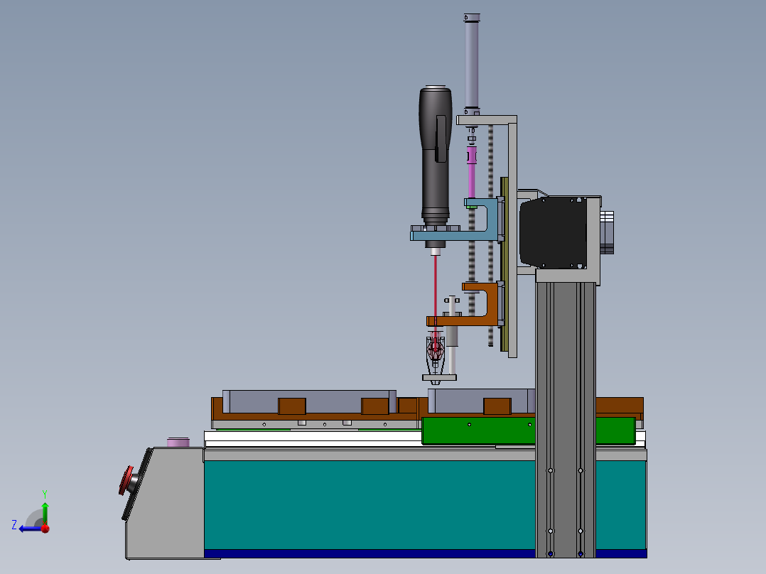 桌面式锁螺丝机（sw22可编辑+工程图）右视图