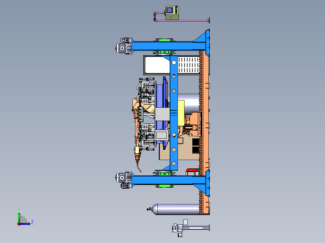 汽车底座钣金自动化焊接作业单元左视图