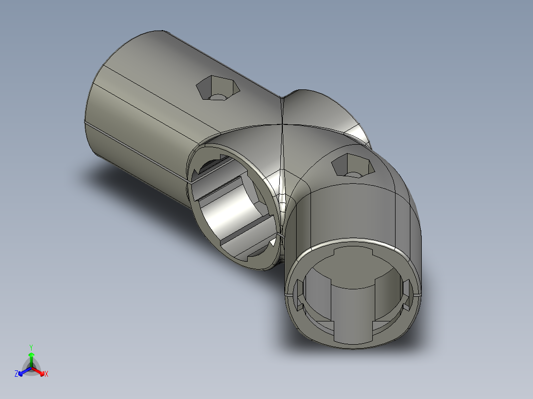 43外抱45度十字接头.STEP正等轴测图