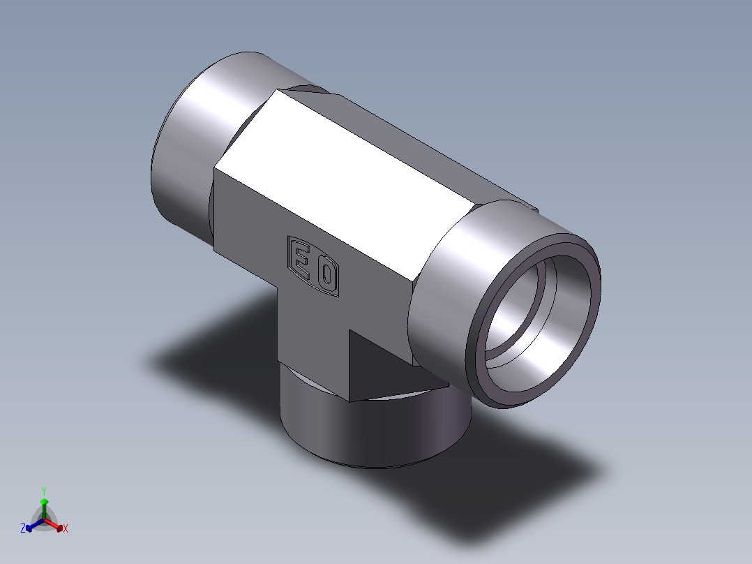 AC+AD 三通接头 T、AC-26正等轴测图