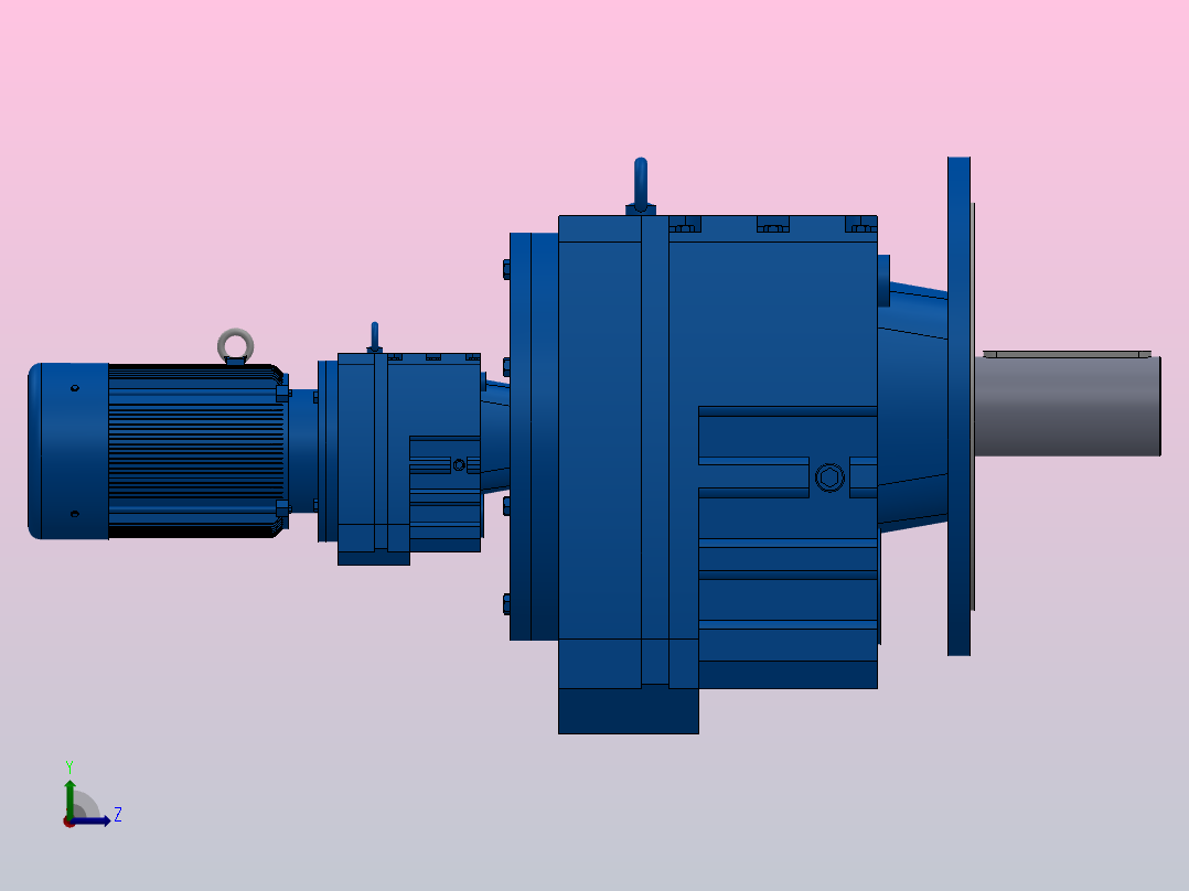RF147R77法兰轴伸式组合型斜齿轮减速机RF147R77-Y1.5-4P-90L-M1-0°-Φ450左视图