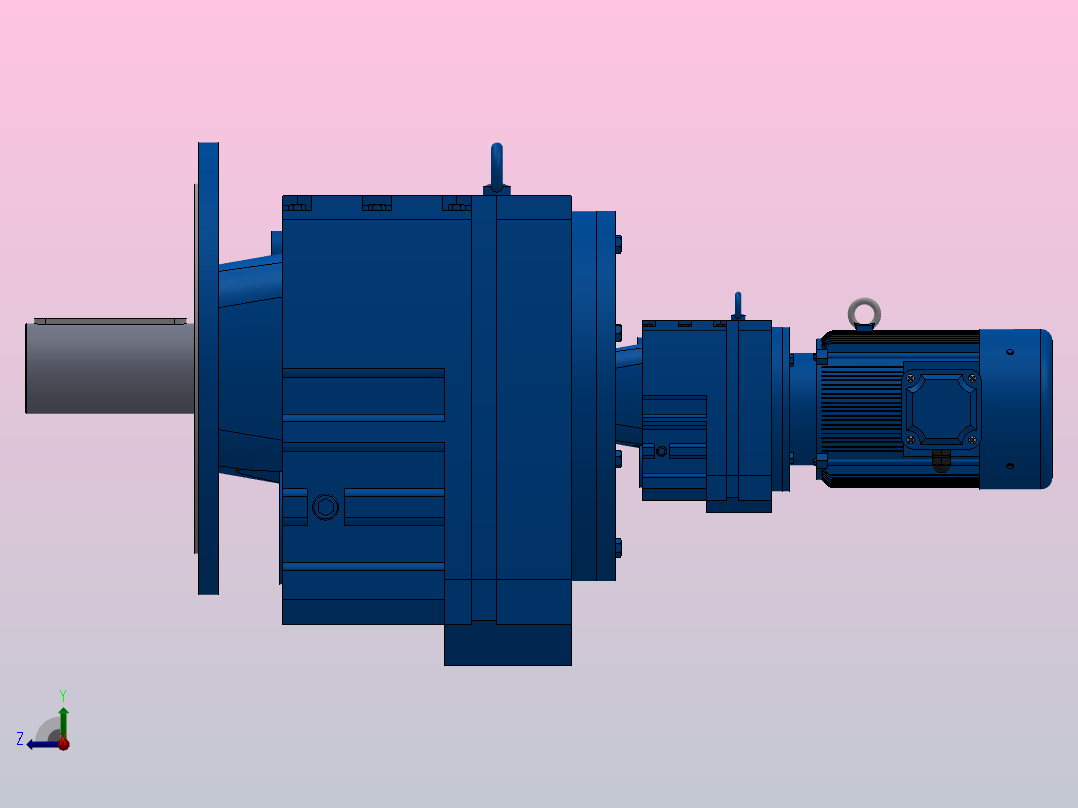 RF147R77法兰轴伸式组合型斜齿轮减速机RF147R77-Y1.5-4P-90L-M1-0°-Φ450右视图