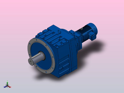 RF147R77法兰轴伸式组合型斜齿轮减速机RF147R77-Y1.5-4P-90L-M1-0°-Φ450正等轴测缩略图