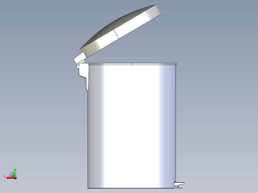 垃圾箱 垃圾处理设备pedal-trash-can-1831-模型格式为 igs后视图