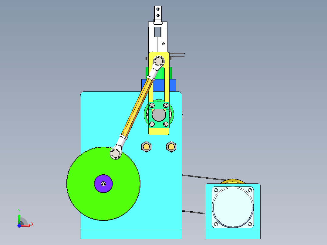 四杆机构+锥齿轮行星轮系机构sw16可编辑前视图