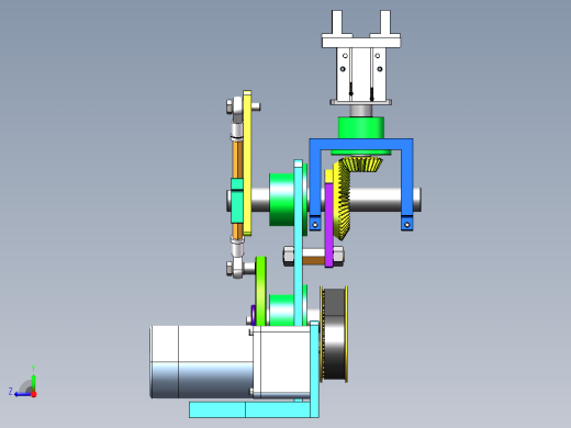 四杆机构+锥齿轮行星轮系机构sw16可编辑右视缩略图
