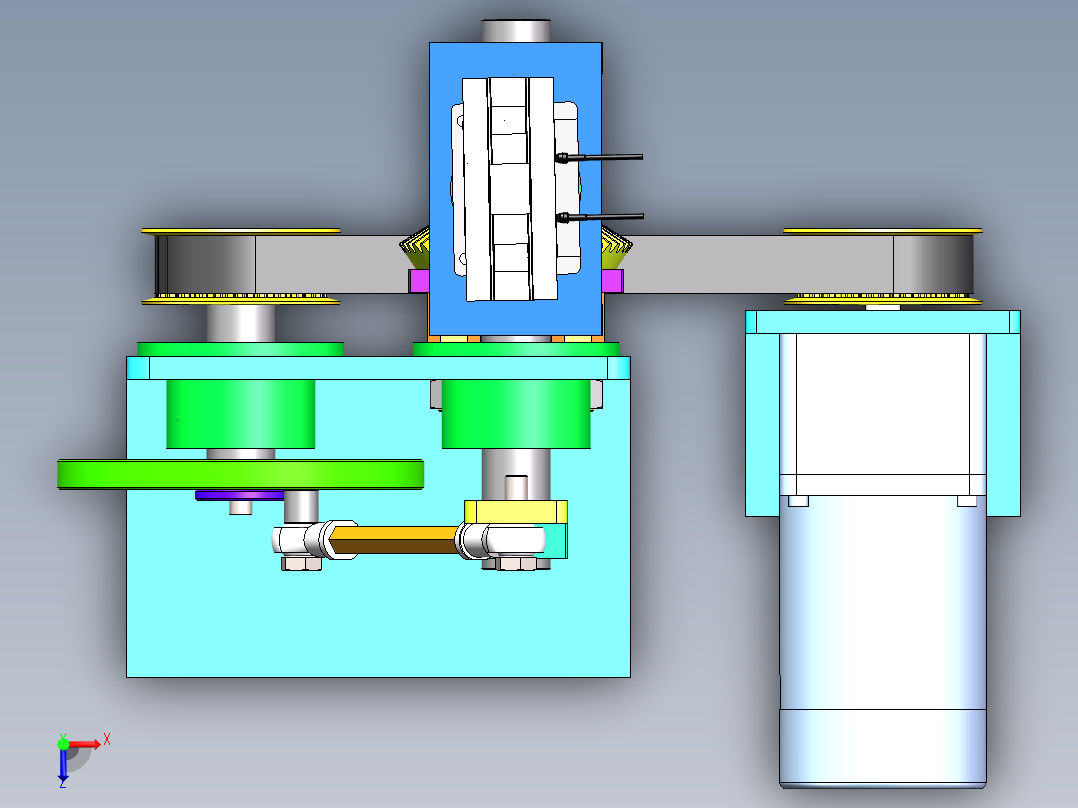 四杆机构+锥齿轮行星轮系机构sw16可编辑俯视图