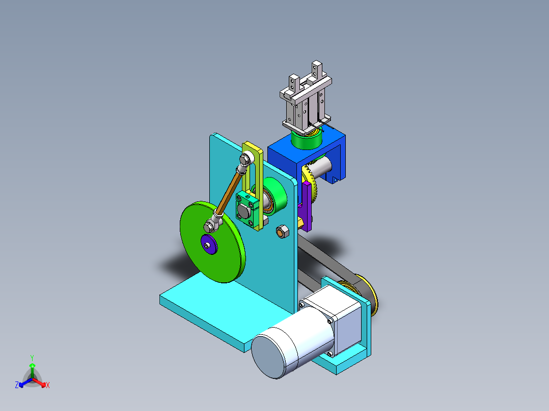 四杆机构+锥齿轮行星轮系机构sw16可编辑正等轴测图