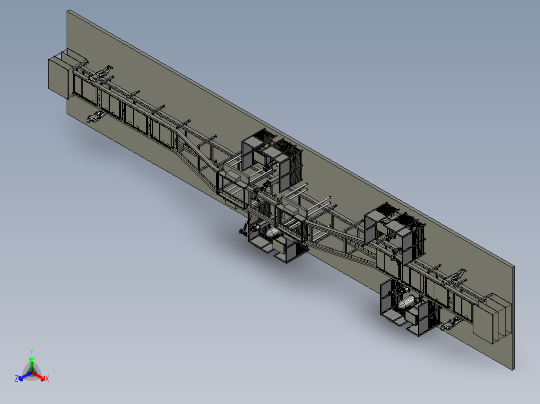 电动床框架机器人自动化流水线焊接3D模型前视图