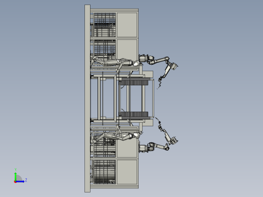 电动床框架机器人自动化流水线焊接3D模型左视缩略图