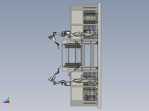 电动床框架机器人自动化流水线焊接3D模型右视缩略图