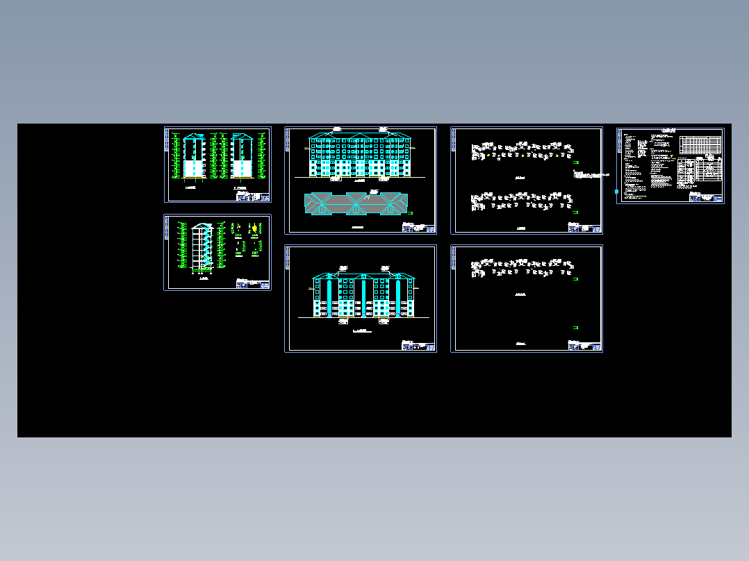 某七层框架一字型坡屋面住宅楼建筑图结构图计算书4000平米左右