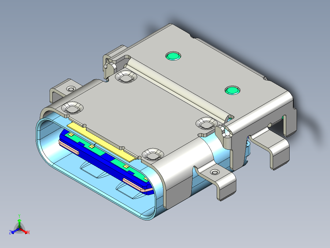 USB型沉头插头正等轴测图