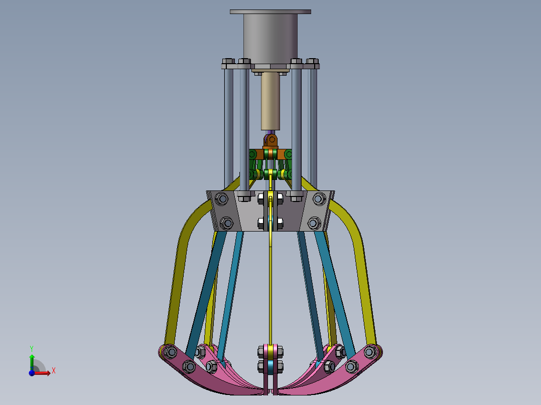 五指气动机械爪结构前视图