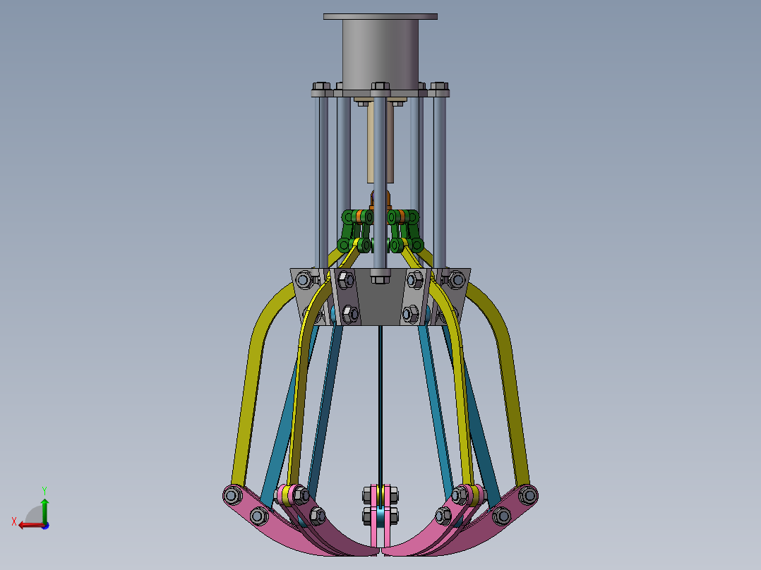 五指气动机械爪结构后视图