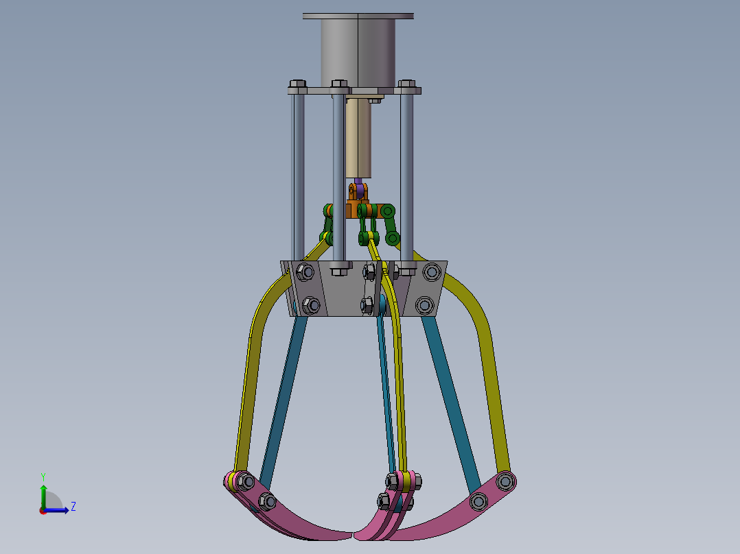 五指气动机械爪结构左视图