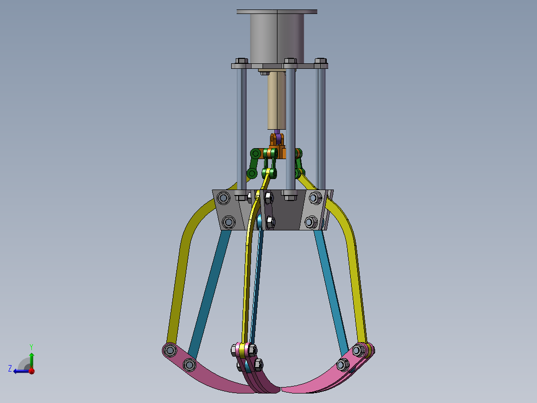 五指气动机械爪结构右视图