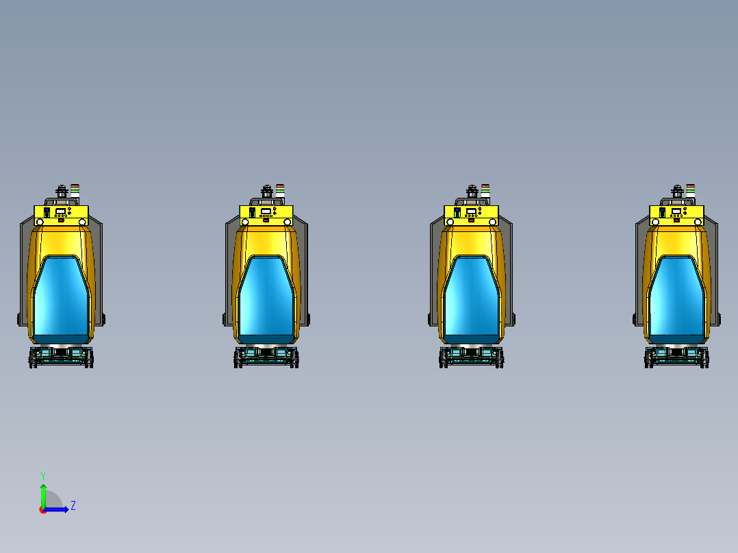 带有叉车机构的AGV小车模拟左视图