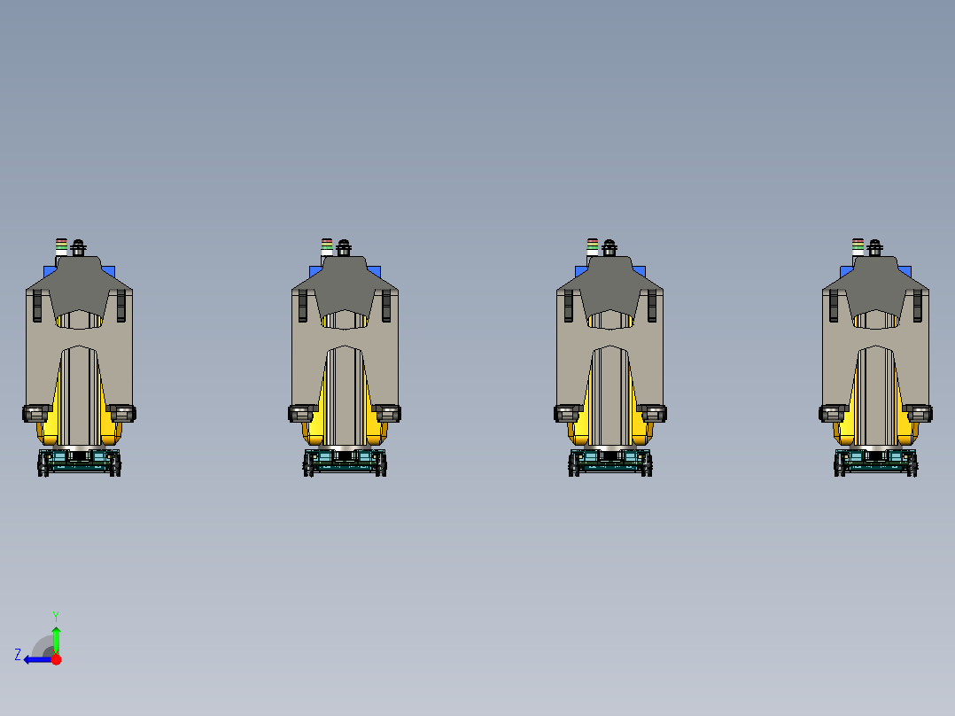 带有叉车机构的AGV小车模拟右视图