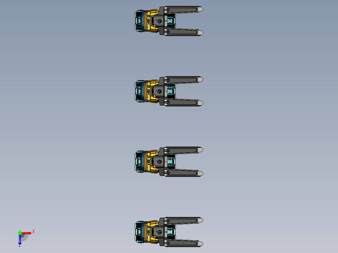 带有叉车机构的AGV小车模拟俯视图