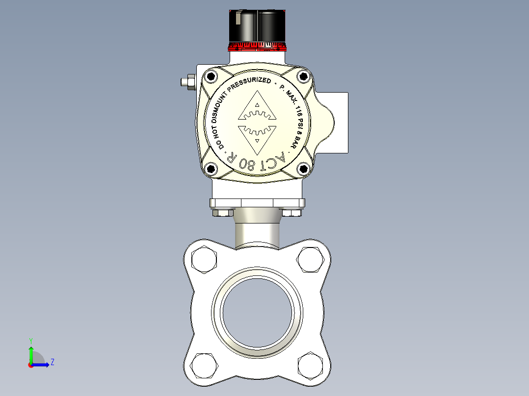 带ACTREG DA致动器的3件球阀BW DN50左视图