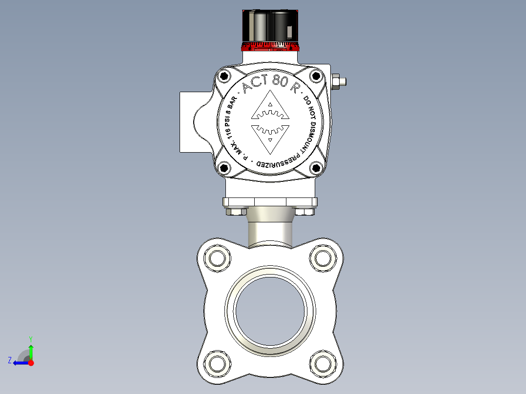 带ACTREG DA致动器的3件球阀BW DN50右视图