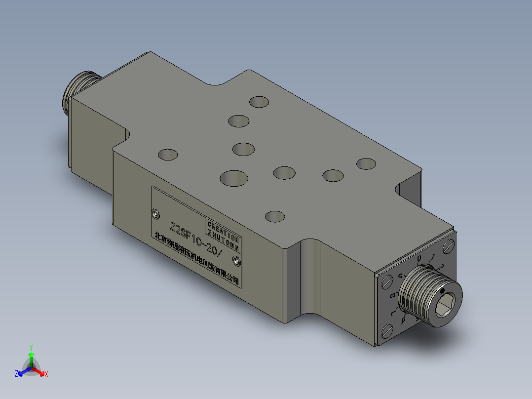 Z2FS10-20叠加式双单向节流阀正等轴测图