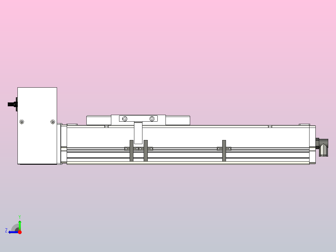 SCM14-150-RU滚珠花健、支撑座、滚珠丝杠、交叉导轨、直线模组右视图