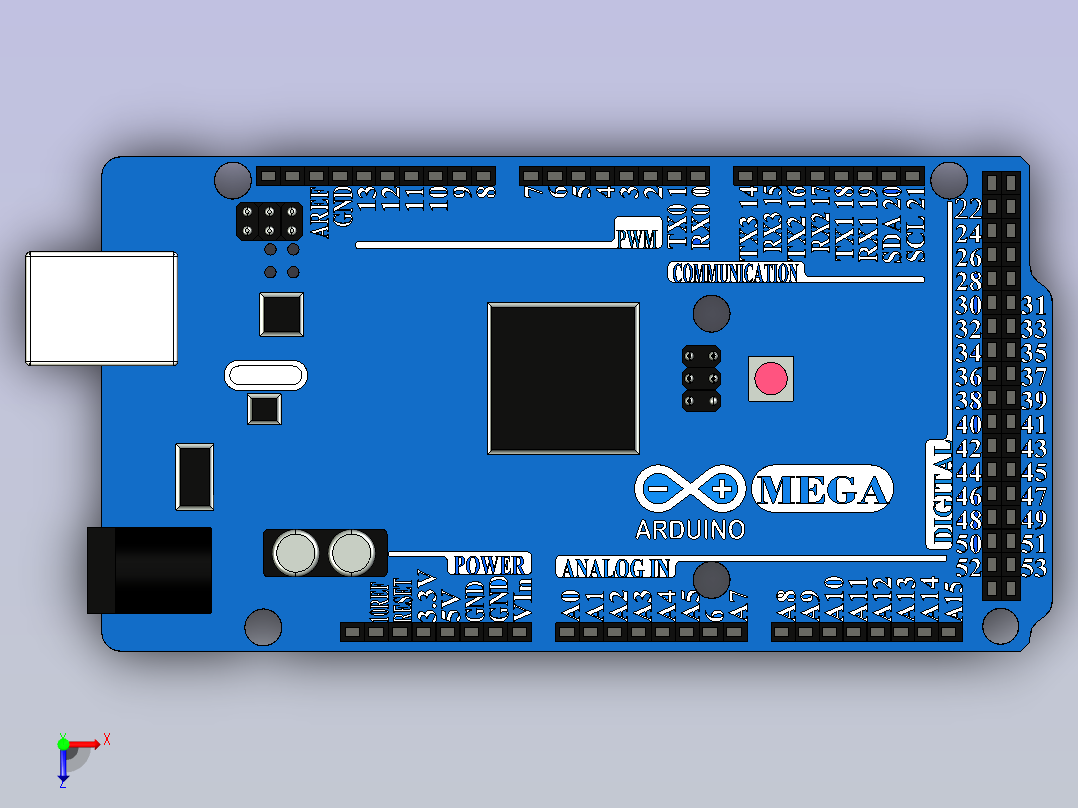 B2002763-Arduino Mega 2560微控制器板俯视图