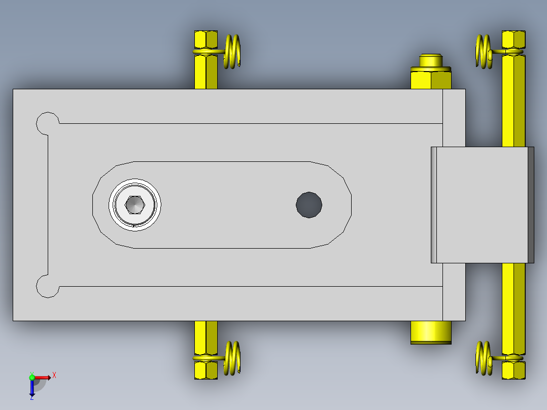 工件夹紧与松开机构俯视图