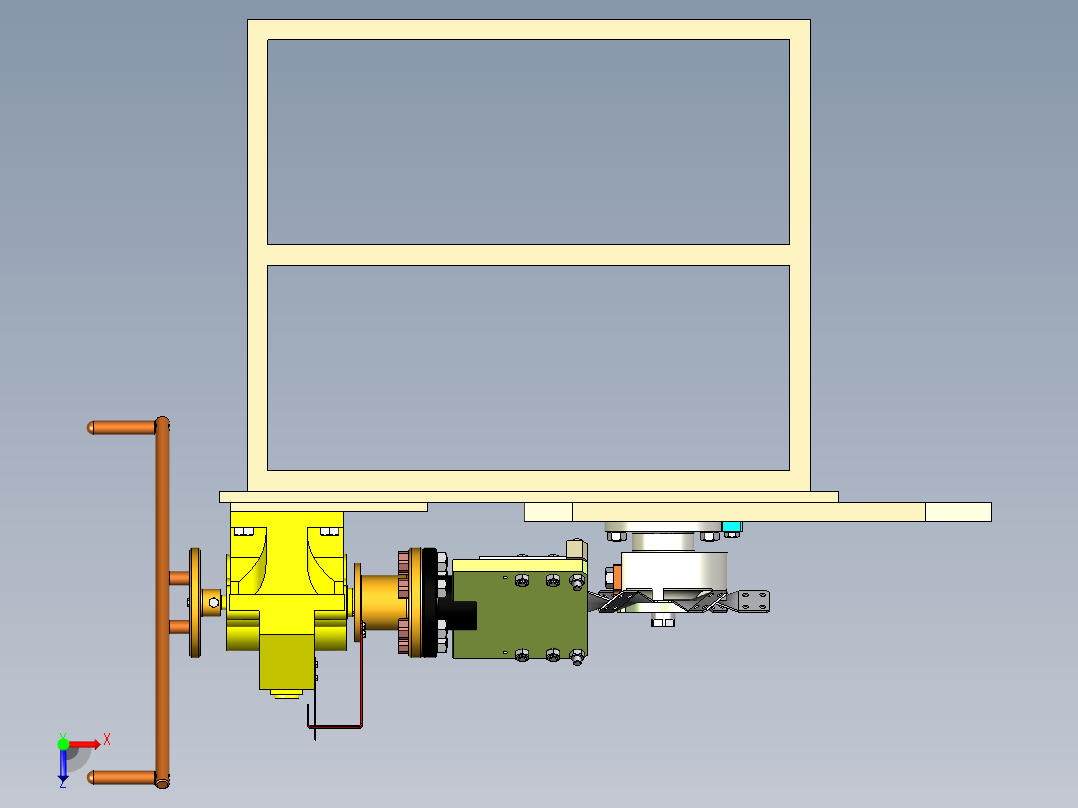 手动弯曲装置3D数模图纸 STP x_b格式俯视图