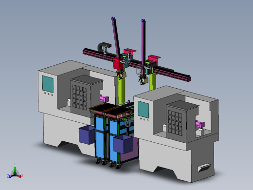 CNC数控车床三轴桁架机械手
