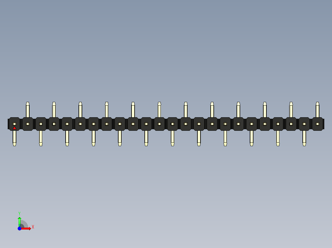 彩色公排针 100mil 2.54mm 系列-DS1022_black_24p_100mil_Type_SMT_R2_rev1.0前视图