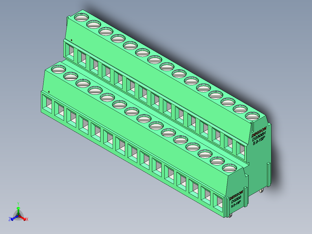 DEGSON DG500 系列 5.05.087.62mm 接线端子-DG500A-5.0-30P-14-00AH正等轴测图