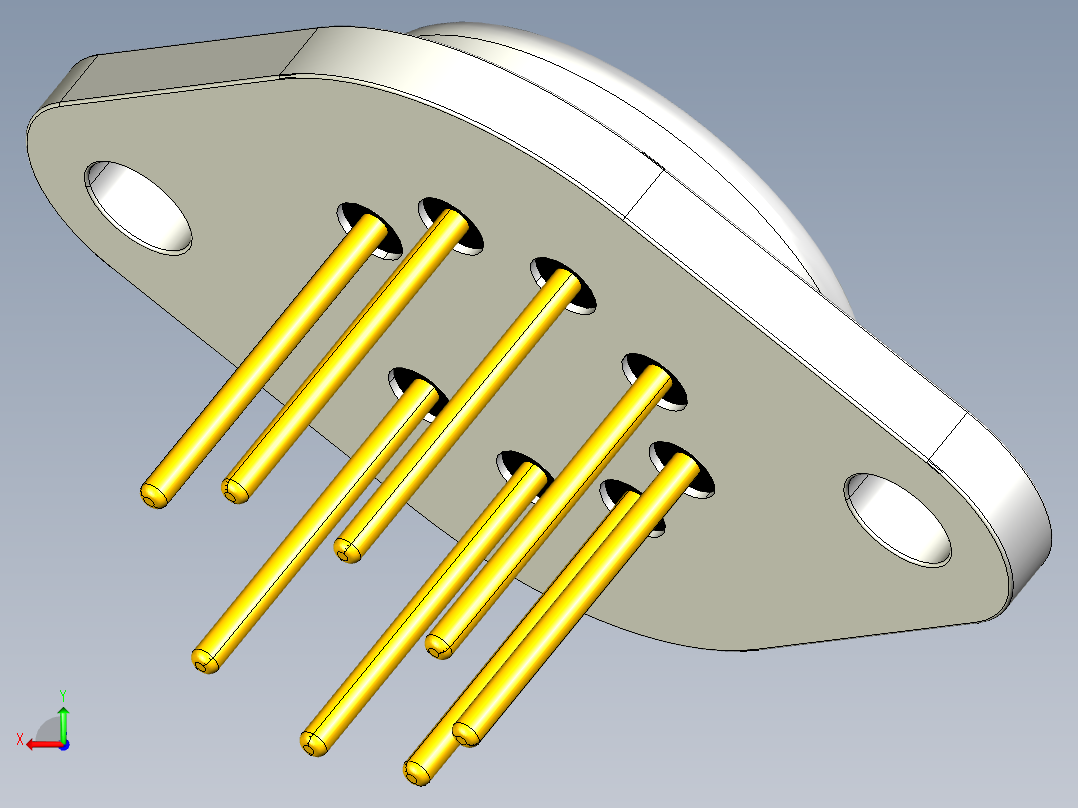 TO-3 8引脚，TO-3是一种标准化金属半导体后视图