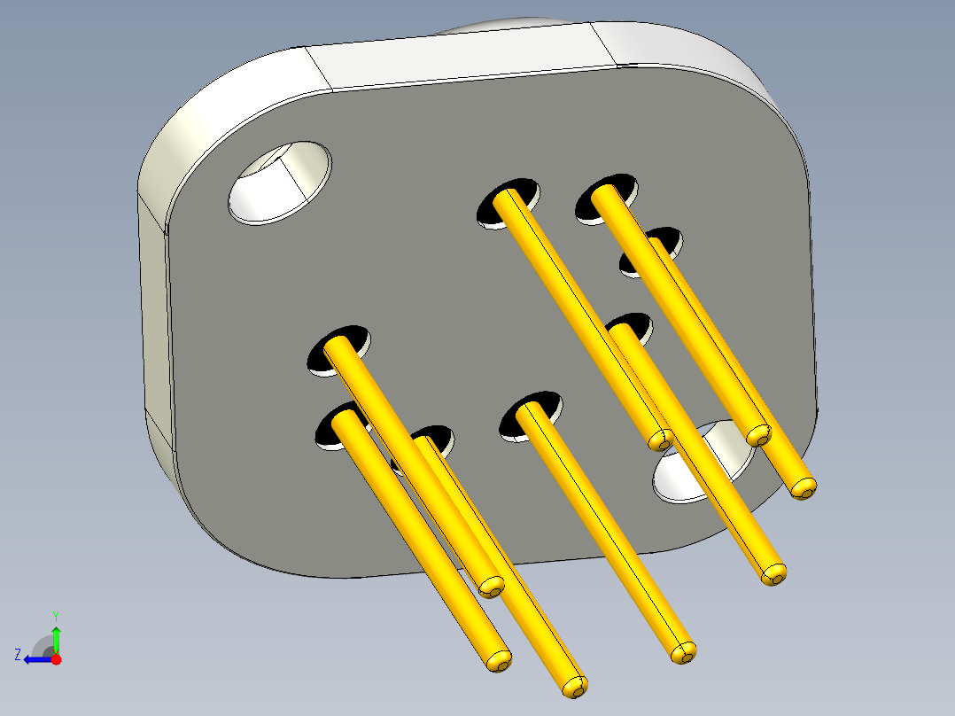 TO-3 8引脚，TO-3是一种标准化金属半导体右视图