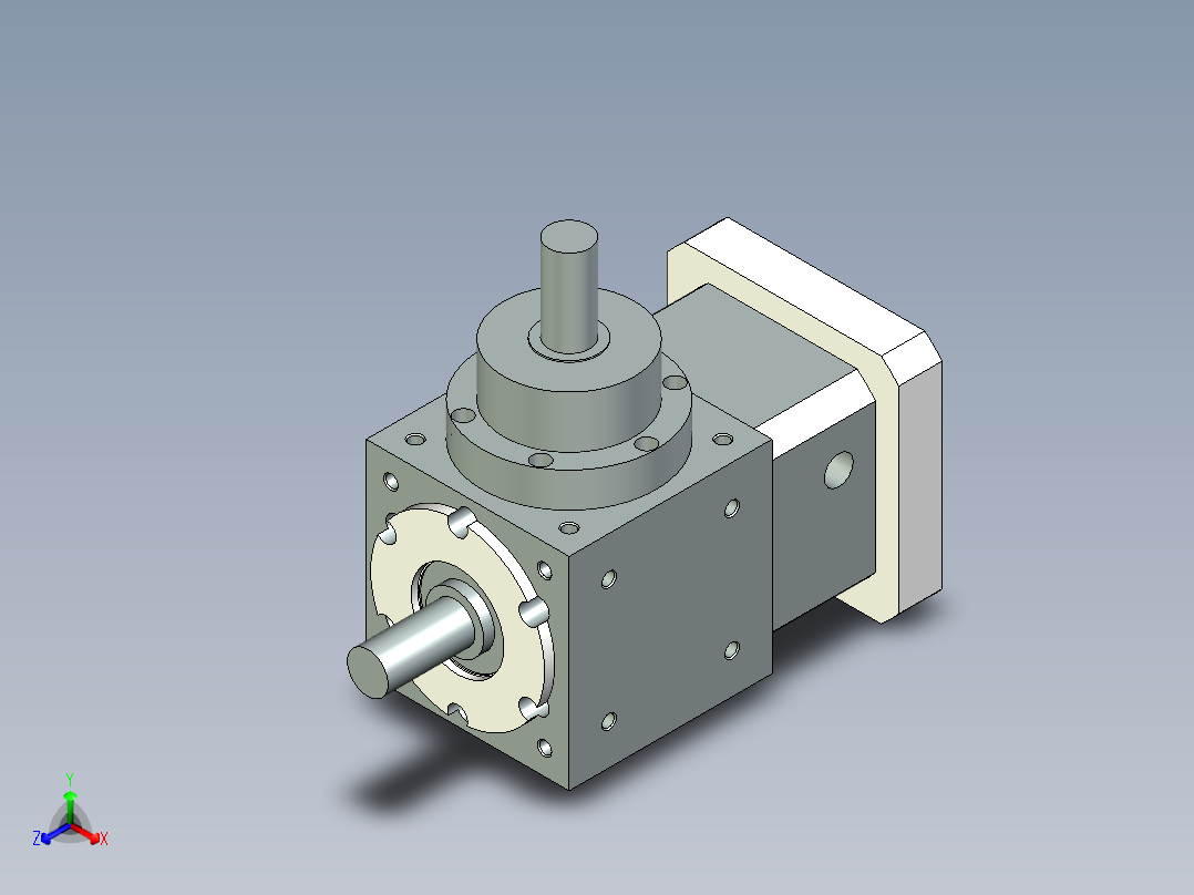 换向器PW70垂直输出-1 19-70-90-M6正等轴测图