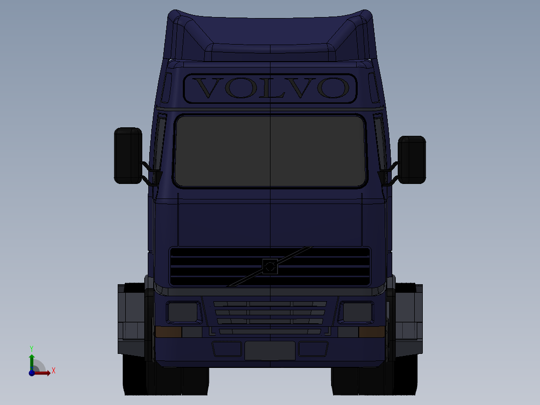 100吨卡车平板三维模型设计前视图