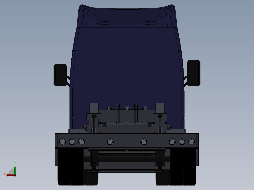 100吨卡车平板三维模型设计后视图