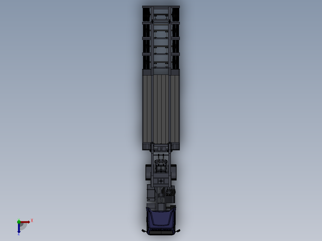 100吨卡车平板三维模型设计俯视图