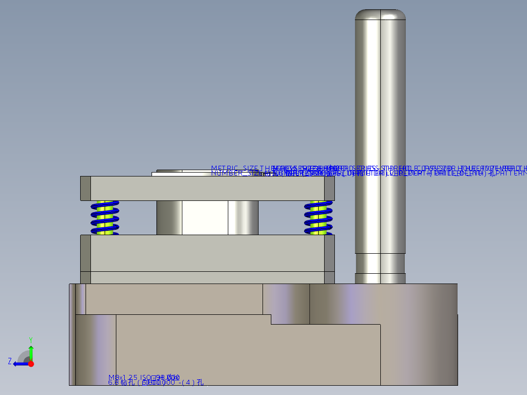 Q129-菱形固定板（垫片）冲压复合模具设计【三维proe】右视图