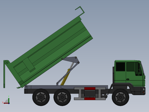 矿用自卸车车厢和举升机构设计（含三维SW+CAD图+说明书）后视缩略图