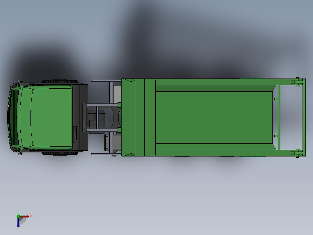 矿用自卸车车厢和举升机构设计（含三维SW+CAD图+说明书）俯视图