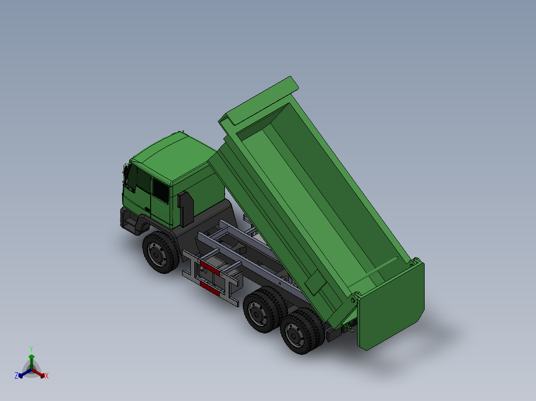 矿用自卸车车厢和举升机构设计（含三维SW+CAD图+说明书）正等轴测图