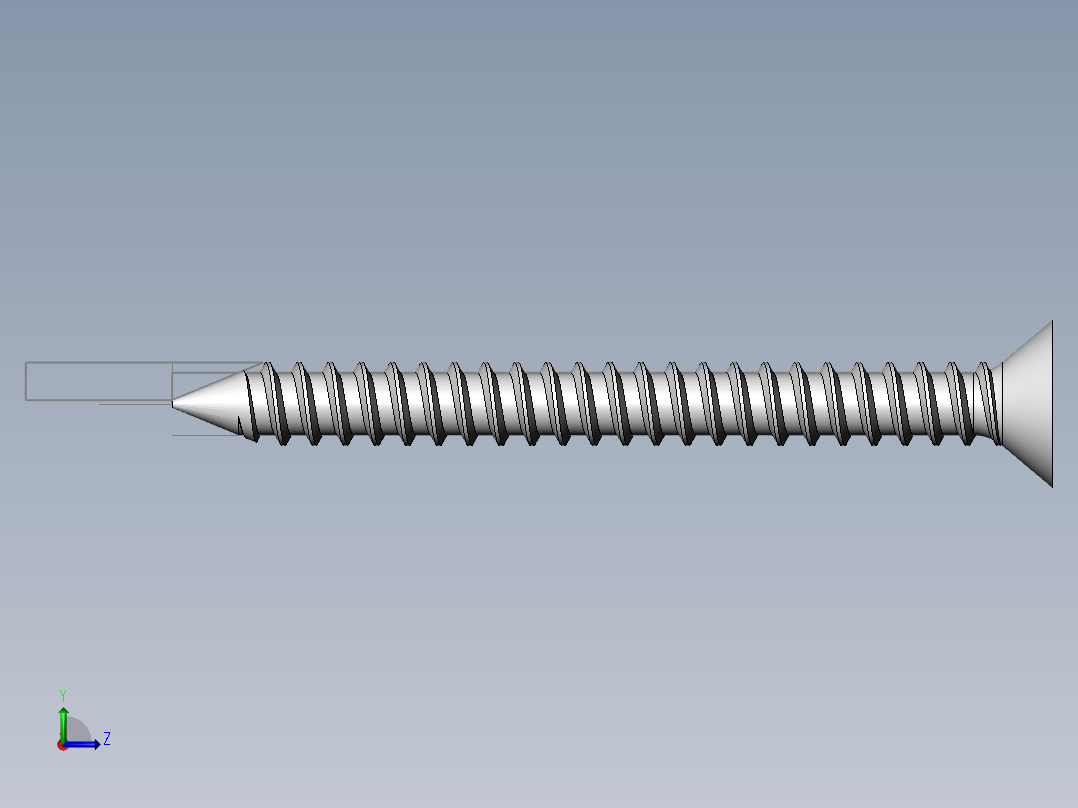 m3-13-to-40-沉头自攻螺丝-Screw M3 x 30 for Wood.SLDPRT左视图