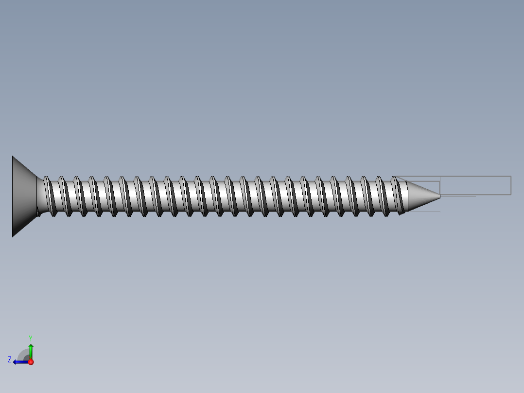 m3-13-to-40-沉头自攻螺丝-Screw M3 x 30 for Wood.SLDPRT右视图