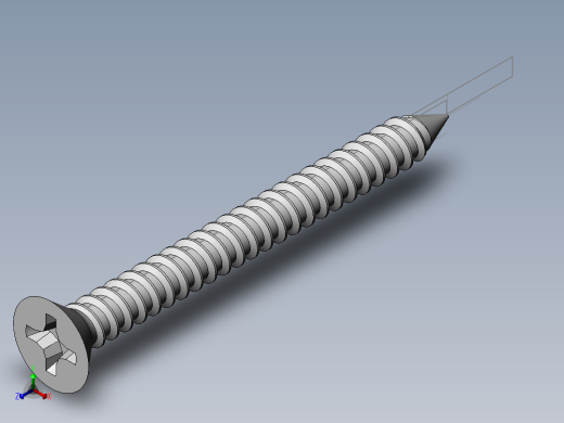 m3-13-to-40-沉头自攻螺丝-Screw M3 x 30 for Wood.SLDPRT正等轴测缩略图