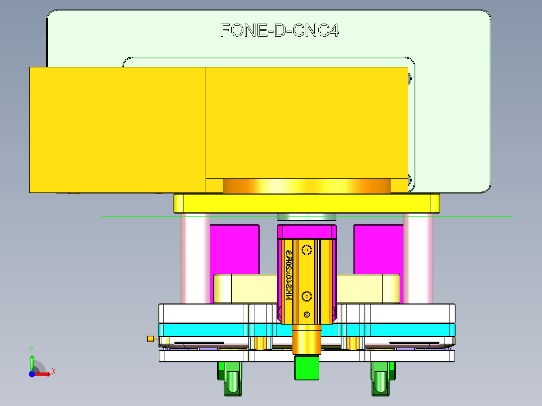 FONE-D笔记本CNC工装夹具三维模型-CNC4-1114前视图