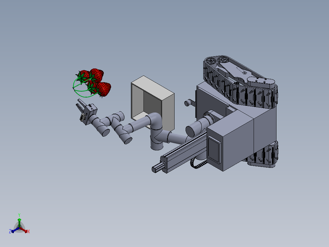 草莓采摘机器人sw22可编辑+仿真视频正等轴测图
