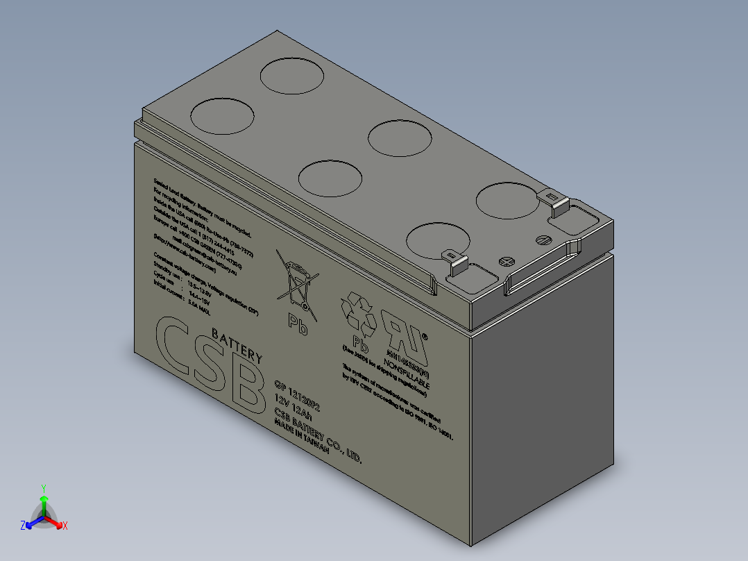 电池仓、电池(3)正等轴测图